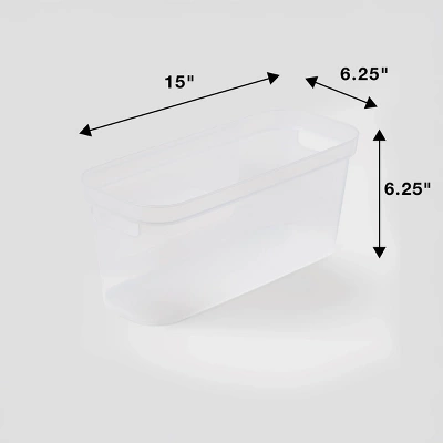 2pk Slim Open Storage Bins Clear - Brightroom™: Stackable Plastic Utility Tubs, 7.1 Volume, Nesting, Spot Clean 6 2pk Slim Open Storage Bins Clear - Brightroom™: Stackable Plastic Utility Tubs, 7.1 Volume, Nesting, Spot Clean - Image 4