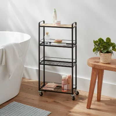 Skinny Bathroom Cart Black - Brightroom™ 3 Skinny Bathroom Cart Black - Brightroom™
