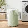 Scrunchable Round Laundry Hamper Green Stitch Grid - Brightroom™ 1 Scrunchable Round Laundry Hamper Green Stitch Grid - Brightroom™ -Brightroom GUEST 07f14b1b 5e23 459e b82d 742d90a4165f