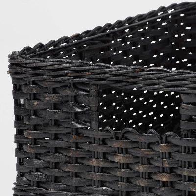 Woven Rattan Folio Bin Black Washed - Brightroom™: Rectangle Decorative Basket, 17''x12''x6'' Air Dry Care 4 Woven Rattan Folio Bin Black Washed - Brightroom™: Rectangle Decorative Basket, 17''x12''x6'' Air Dry Care - Image 2