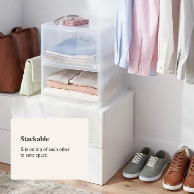 Stackable Large Bin Front Opening Clear - Brightroom™: Transparent Utility Storage, 19 Volume, Stackable 5 Stackable Large Bin Front Opening Clear - Brightroom™: Transparent Utility Storage, 19 Volume, Stackable - Image 3