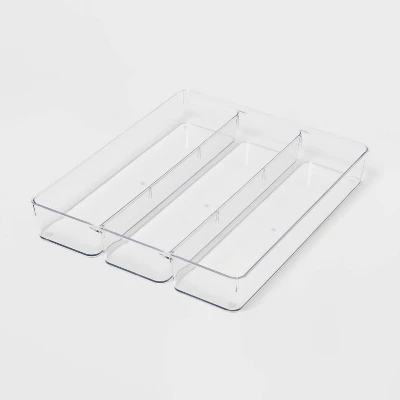 3 Compartment Plastic Drawer Flatware Organizer - Brightroom™: Clear In-Drawer Storage, Contemporary Style, 16"x13" 5 3 Compartment Plastic Drawer Flatware Organizer - Brightroom™: Clear In-Drawer Storage, Contemporary Style, 16"x13" - Image 3