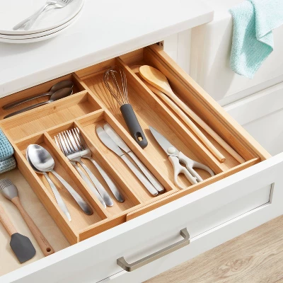 Natural 7 Compartment Drawer Organizer Brown - Brightroom™: Expandable Kitchen Utensils & Silverware Storage 3 Natural 7 Compartment Drawer Organizer Brown - Brightroom™: Expandable Kitchen Utensils & Silverware Storage
