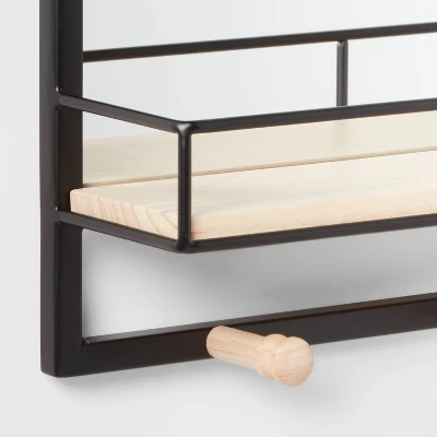 Metal Entryway Organizer With Mirror Large Natural - Brightroom™ 4 Metal Entryway Organizer With Mirror Large Natural - Brightroom™ - Image 2