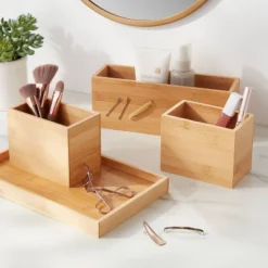 11.25" X 7" X 4.5" Modular Bamboo Vanity Organizer With Magnetic Strip - Brightroom™