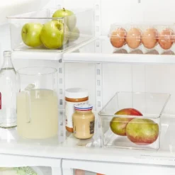 Small Wide Fridge And Pantry Organizer Bin - Brightroom™: Clear Kitchen Storage, Freezer-Safe, 10.5"x6.94"