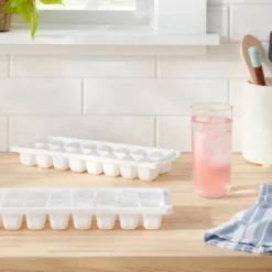 2pk Ice Cube Tray White - Brightroom™: Polypropylene, 16 Cavities, Dishwasher-Safe, Ice Molds For Freezer