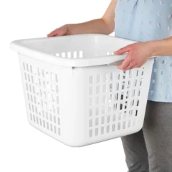 1.5bu Plastic Square Laundry Basket - Brightroom™: Medium White Clothes Hamper With Built-In Handles, Portable Storage 12 1.5bu Plastic Square Laundry Basket - Brightroom™: Medium White Clothes Hamper With Built-In Handles, Portable Storage -Brightroom GUEST 22cb01ab c718 4b1c 9bea cf1d1c8b5b7e