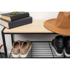 3 Tier Shoe Rack Black Metal With Natural Wood - Brightroom™ -Brightroom GUEST 25c02cd7 83d7 43ab b1c5 e81b1f1b8427