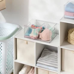 All Purpose Clear Storage Bin With Adjustable Divider Large - Brightroom™