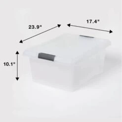 Medium Frosted Latching Storage Box - Brightroom™: Stackable Polypropylene Tote With Lid, 48L Capacity 11 Medium Frosted Latching Storage Box - Brightroom™: Stackable Polypropylene Tote With Lid, 48L Capacity -Brightroom GUEST 31645692 b442 466a 830f 80177189691a