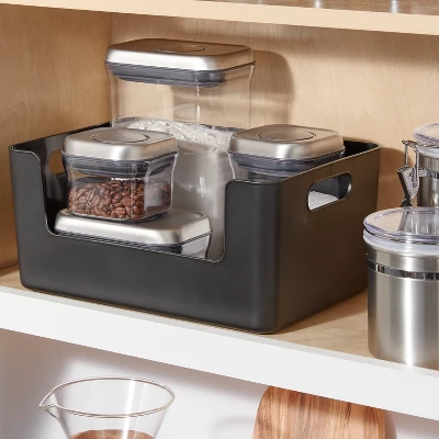 Large Plastic Open Face Pantry Bin Black - Brightroom™: Kitchen Cabinet Organizer, 13"x9.5"x6" Storage Solution 3 Large Plastic Open Face Pantry Bin Black - Brightroom™: Kitchen Cabinet Organizer, 13"x9.5"x6" Storage Solution