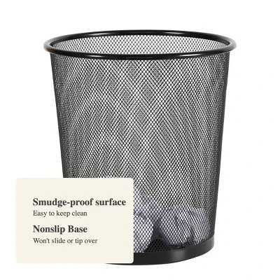 Mesh Waste Basket Black - Brightroom™: Steel, 3 Gallon, Nonslip Base, Fingerprint-Resistant, Indoor Mesh Trash Can 5 Mesh Waste Basket Black - Brightroom™: Steel, 3 Gallon, Nonslip Base, Fingerprint-Resistant, Indoor Mesh Trash Can - Image 3