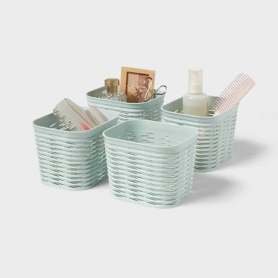 4pk Wave Mini Decorative Basket Mint Green - Brightroom™ 5 4pk Wave Mini Decorative Basket Mint Green - Brightroom™ - Image 3
