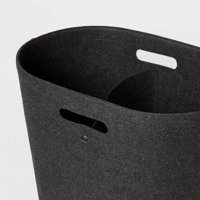Felt Double Hamper Charcoal - Brightroom™: Polyester, 6000 Volume, Adjustable, Open-Top, No Assembly Required 4 Felt Double Hamper Charcoal - Brightroom™: Polyester, 6000 Volume, Adjustable, Open-Top, No Assembly Required - Image 2