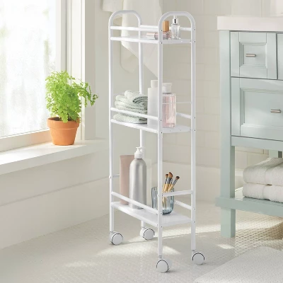 3 Shelf Narrow Metal Storage Cart White - Brightroom™ 3 3 Shelf Narrow Metal Storage Cart White - Brightroom™