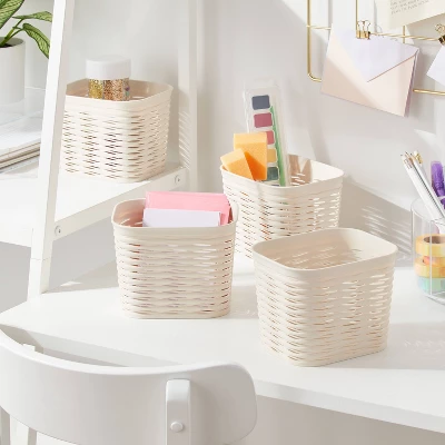 4pk Wave Mini Decorative Basket Cream - Brightroom™ 3 4pk Wave Mini Decorative Basket Cream - Brightroom™