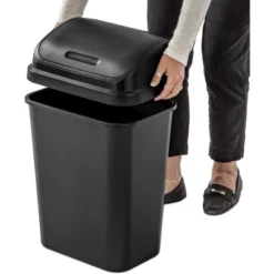 7.8gal Swing Top Waste Can Black - Brightroom™: Indoor Trash Bin With Lid, Textured Plastic, 21.375" Height 14 7.8gal Swing Top Waste Can Black - Brightroom™: Indoor Trash Bin With Lid, Textured Plastic, 21.375" Height -Brightroom GUEST 63a5ad24 6df2 45cf 86e5 8dfd743d4b53