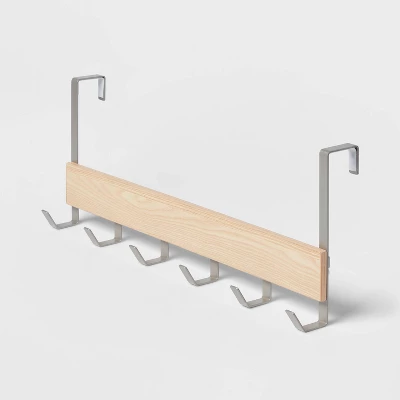 Large Over The Door Hook With Wood 6 Hooks - Brightroom™ 4 Large Over The Door Hook With Wood 6 Hooks - Brightroom™ - Image 2