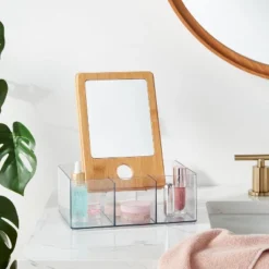 Cosmetic Storage Container With Bamboo Lid - Brightroom™