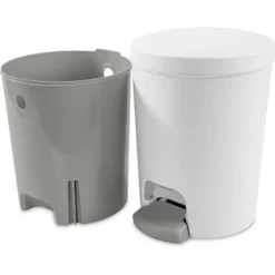 1.6gal Round Step Trash Can - Brightroom™: Compact Pedal-Operated Lid, Small Bathroom Bin, Textured White Finish 19 1.6gal Round Step Trash Can - Brightroom™: Compact Pedal-Operated Lid, Small Bathroom Bin, Textured White Finish -Brightroom GUEST 736219aa 062d 4738 8ac8 fdac2a3c8c8b