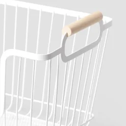 Metal Stackable Wire Pantry Basket With Rubber Wood Handle White - Brightroom™: Kitchen Storage Organizer, 9"x13.5" 7 Metal Stackable Wire Pantry Basket With Rubber Wood Handle White - Brightroom™: Kitchen Storage Organizer, 9"x13.5" -Brightroom GUEST 762ca60e 2f07 461f b615 3926ab6e8ad6