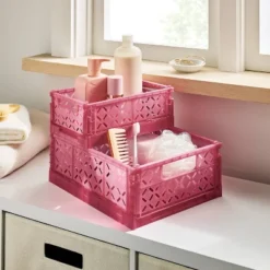 Small Foldable Crate Pink - Brightroom™