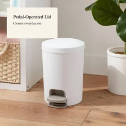 1.6gal Round Step Trash Can - Brightroom™: Compact Pedal-Operated Lid, Small Bathroom Bin, Textured White Finish 14 1.6gal Round Step Trash Can - Brightroom™: Compact Pedal-Operated Lid, Small Bathroom Bin, Textured White Finish -Brightroom GUEST 850a833e 1d8d 464a 91d2 fa4392e66116