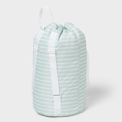 Backpack Laundry Bag Green - Brightroom™: 50L Capacity, Daydream Green, Stripe Pattern, Multipurpose, 1 Handle 4 Backpack Laundry Bag Green - Brightroom™: 50L Capacity, Daydream Green, Stripe Pattern, Multipurpose, 1 Handle - Image 2