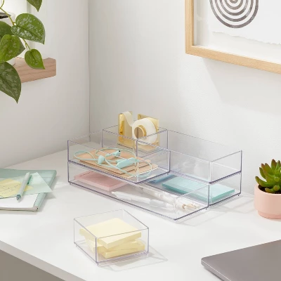 Acrylic Desk Drawer Organizer Clear - Brightroom™: Office & Stationery Holder, 20% Recycled Plastic, 12"x8"x4" 3 Acrylic Desk Drawer Organizer Clear - Brightroom™: Office & Stationery Holder, 20% Recycled Plastic, 12"x8"x4"