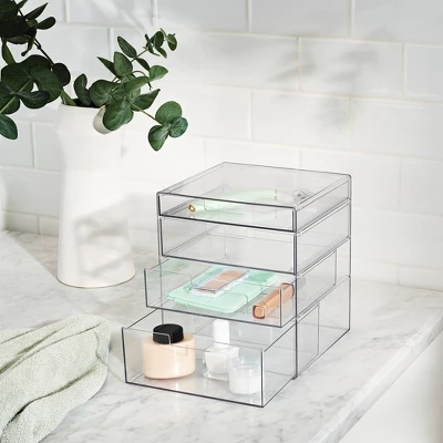 4 Drawer Stackable Countertop Organizer Clear - Brightroom™ 3 4 Drawer Stackable Countertop Organizer Clear - Brightroom™