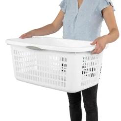2bu Laundry Basket White - Brightroom™: Portable Plastic Clothes Organizer With Built-In Handles, 70.4L Capacity -Brightroom GUEST 98ac3b53 34fb 4a1a 9217 4f567c594b30