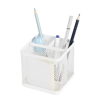 Mesh Pencil Holder White - Brightroom™: Steel Desk Organizer, Pen Holder, Pencil Cup, 3.98" Height, Width & Depth 6 Mesh Pencil Holder White - Brightroom™: Steel Desk Organizer, Pen Holder, Pencil Cup, 3.98" Height, Width & Depth - Image 4