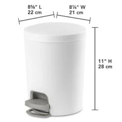 1.6gal Round Step Trash Can - Brightroom™: Compact Pedal-Operated Lid, Small Bathroom Bin, Textured White Finish 21 1.6gal Round Step Trash Can - Brightroom™: Compact Pedal-Operated Lid, Small Bathroom Bin, Textured White Finish -Brightroom GUEST a31ec134 a897 4672 95a9 73fe9fbbfe2d