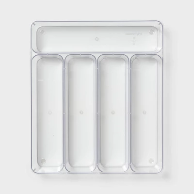 5 Compartment Plastic Drawer Flatware Organizer - Brightroom™: Clear In-Drawer Silverware Tray, Contemporary Kitchen Storage 4 5 Compartment Plastic Drawer Flatware Organizer - Brightroom™: Clear In-Drawer Silverware Tray, Contemporary Kitchen Storage - Image 2