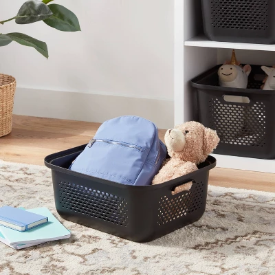 Small Decorative Plastic Bin With Cutout Handles - Brightroom™ 3 Small Decorative Plastic Bin With Cutout Handles - Brightroom™