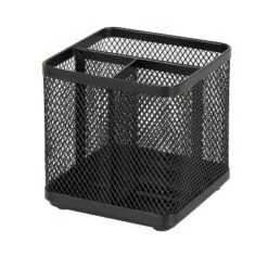 Mesh Pencil Holder Black - Brightroom™: Steel Desk Organizer, Office Supplies, Pen Holder, 3.98" Height, Width, Depth