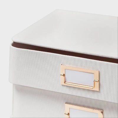 2 Drawer Decorative Fabric Box Ivory - Brightroom™: Rectangle, Off-White, Paper & Polyester, Spot Clean, 6"x10"x13" 4 2 Drawer Decorative Fabric Box Ivory - Brightroom™: Rectangle, Off-White, Paper & Polyester, Spot Clean, 6"x10"x13" - Image 2