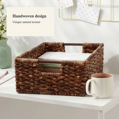 Woven Abaca Folio Bin - Brightroom™: Handwoven Brown Storage Basket, Rectangle, Lacquered Finish, Ethical Handcraft 5 Woven Abaca Folio Bin - Brightroom™: Handwoven Brown Storage Basket, Rectangle, Lacquered Finish, Ethical Handcraft - Image 3