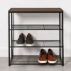 4 Tier Shoe Rack Black Metal With Walnut Wood - Brightroom™ 2 4 Tier Shoe Rack Black Metal With Walnut Wood - Brightroom™ -Brightroom GUEST cf06b7f4 5689 4304 b846 3f24676f2c19