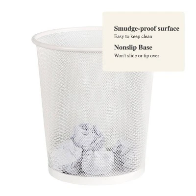 Mesh Waste Basket White - Brightroom™: Steel Indoor Trash Can, Nonslip Base, Fingerprint-Resistant, 3 Gallon Capacity 5 Mesh Waste Basket White - Brightroom™: Steel Indoor Trash Can, Nonslip Base, Fingerprint-Resistant, 3 Gallon Capacity - Image 3