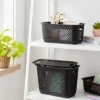 Narrow Medium Decorative Plastic Bin Black - Brightroom™: Modern Storage With Cut-Out Handles, 13" Cube Compatible 2 Narrow Medium Decorative Plastic Bin Black - Brightroom™: Modern Storage With Cut-Out Handles, 13" Cube Compatible -Brightroom GUEST dbd6dc19 4c56 43a3 8b4b 0e93ad3c2212