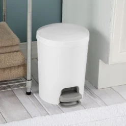 1.6gal Round Step Trash Can - Brightroom™: Compact Pedal-Operated Lid, Small Bathroom Bin, Textured White Finish 16 1.6gal Round Step Trash Can - Brightroom™: Compact Pedal-Operated Lid, Small Bathroom Bin, Textured White Finish -Brightroom GUEST e09e76a9 b58c 4631 806e 6d1eee45cda2