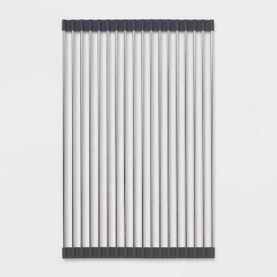 Over The Sink (Roll Away) Dish Drainer Silver - Brightroom™: Stainless Steel Drying Rack Mat, Hand Wash, 20.5"x13" 5 Over The Sink (Roll Away) Dish Drainer Silver - Brightroom™: Stainless Steel Drying Rack Mat, Hand Wash, 20.5"x13" - Image 3