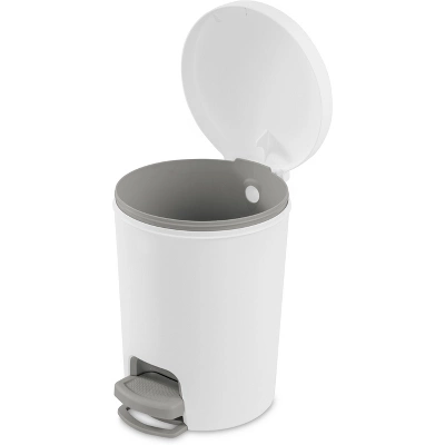 1.6gal Round Step Trash Can - Brightroom™: Compact Pedal-Operated Lid, Small Bathroom Bin, Textured White Finish 8 1.6gal Round Step Trash Can - Brightroom™: Compact Pedal-Operated Lid, Small Bathroom Bin, Textured White Finish - Image 6