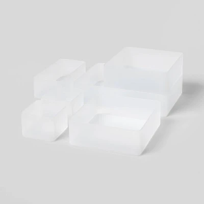 6pc Plastic Drawer Organizer Clear - Brightroom™: Desk & Office Organization Set, Clear Desk Drawer Organizers 4 6pc Plastic Drawer Organizer Clear - Brightroom™: Desk & Office Organization Set, Clear Desk Drawer Organizers - Image 2