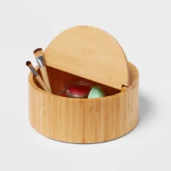 9" X 4" Circular Hinge Lid Bamboo Countertop Organizer - Brightroom™ 7 9" X 4" Circular Hinge Lid Bamboo Countertop Organizer - Brightroom™ -Brightroom GUEST e91a16ba 67ba 4346 aca1 624c8c7558a6