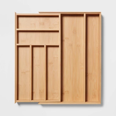 Natural 7 Compartment Drawer Organizer Brown - Brightroom™: Expandable Kitchen Utensils & Silverware Storage 5 Natural 7 Compartment Drawer Organizer Brown - Brightroom™: Expandable Kitchen Utensils & Silverware Storage - Image 3