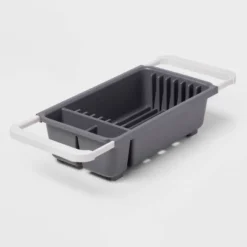 Over The Sink Dish Drainer Gray - Brightroom™: Freestanding Dish Drying Rack & Sponge Holder, Polypropylene, Hand Wash -Brightroom GUEST f0abe2e5 840d 4c5b 8b99 286f0c13e874