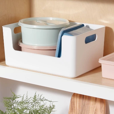 Large Plastic Open Face Pantry Bin White - Brightroom™: Kitchen Cabinet Organizer, 13"x9.5"x6" Storage Solution 3 Large Plastic Open Face Pantry Bin White - Brightroom™: Kitchen Cabinet Organizer, 13"x9.5"x6" Storage Solution